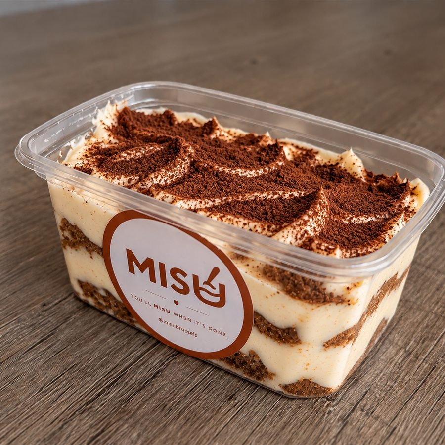 Barquette de tiramisu MISU Classico, crème au mascarpone et cacao amer tamisé